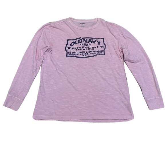💙 Old Navy Pink Garment-Dyed Long Sleeve T-Shirt - Size S - Picture 1 of 6